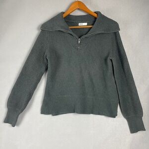 SONOMA Goods for Life Women's Grey Ribbed Quarter Zip Pullover Sweater Size S